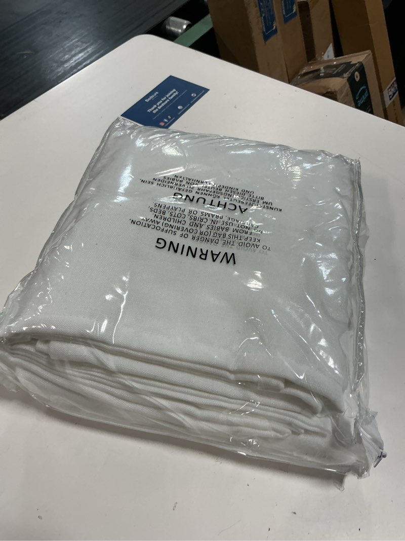 Condition photo showing Good Condition for solid white curtains 96 inches long 2 panels back tab sheer linen curtain modern farmhouse coastal decor off white cotton textured curtains 96 inch length for patio sliding door office bedroom 52"w x 96"l (pack of 2) white