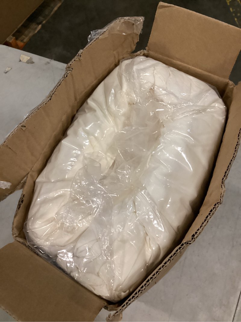 Condition photo showing New/Like New for muxhomo king size comforter set, all season ultra soft down alternative bedding - 3 piece lightweight bed set includes 1 comforter (104"x90") and 2 pillow shams (20"x36"), ivory 02 - ivory king(104"x 90")