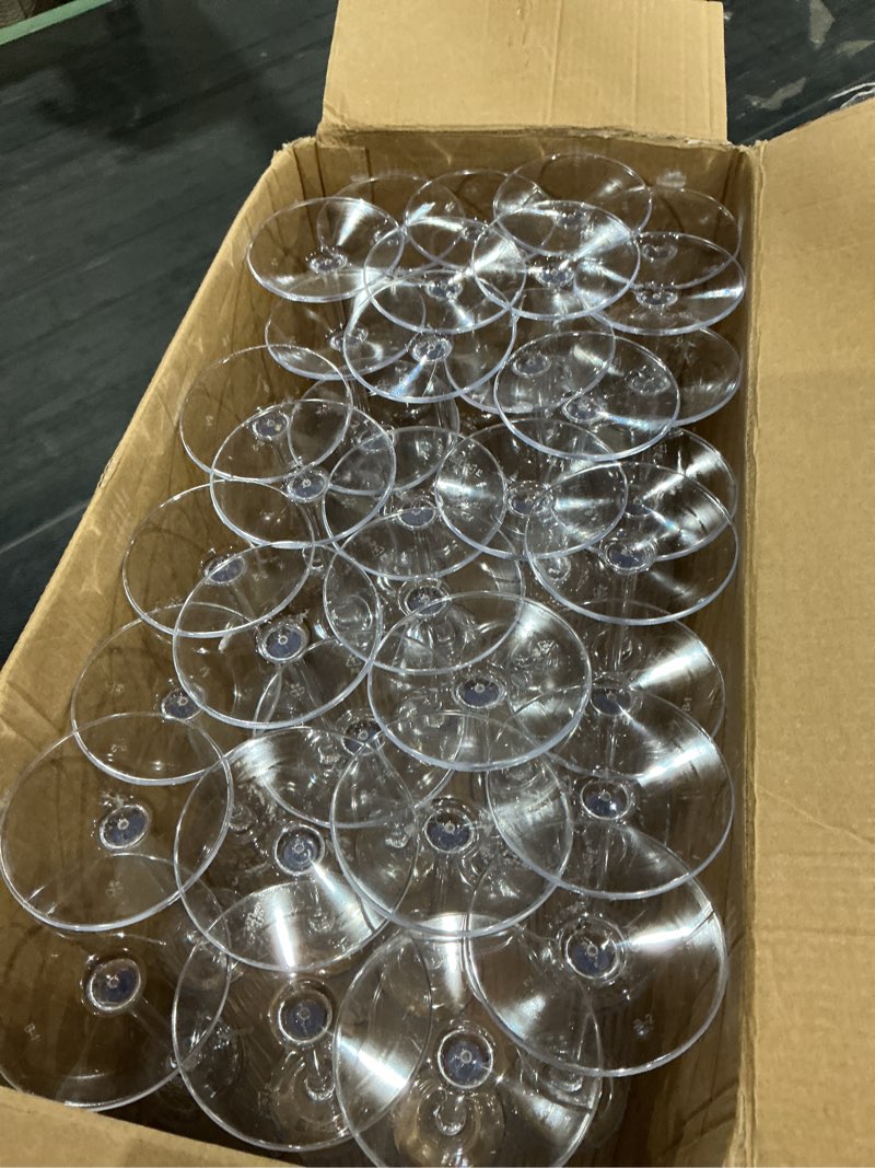 Condition photo showing Good Condition for 36pcs plastic champagne flutes ribbed for weddings & parties | clear champagne glasses, 6 oz capacity, elegant sparkling wine stemware, disposable yet sturdy, for toasting at anniversaries