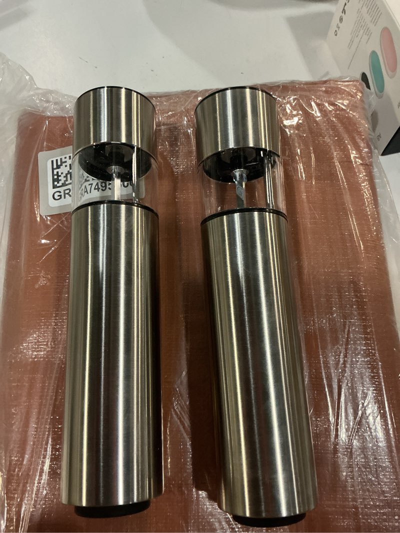 Condition photo showing Good Condition for (2 pack) kamenstein battery operated stainless steel salt and pepper grinder set of two 