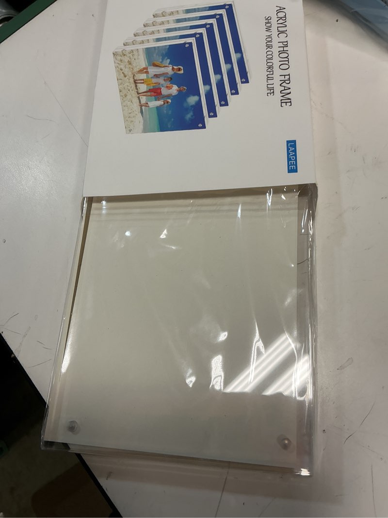 Condition photo showing Good Condition for 5 pack acrylic picture frame 5 * 7, thicker clear double sided magnetic picture frame, free standing acrylic photo frame, frameless double glass picture frame for home, office desktop display