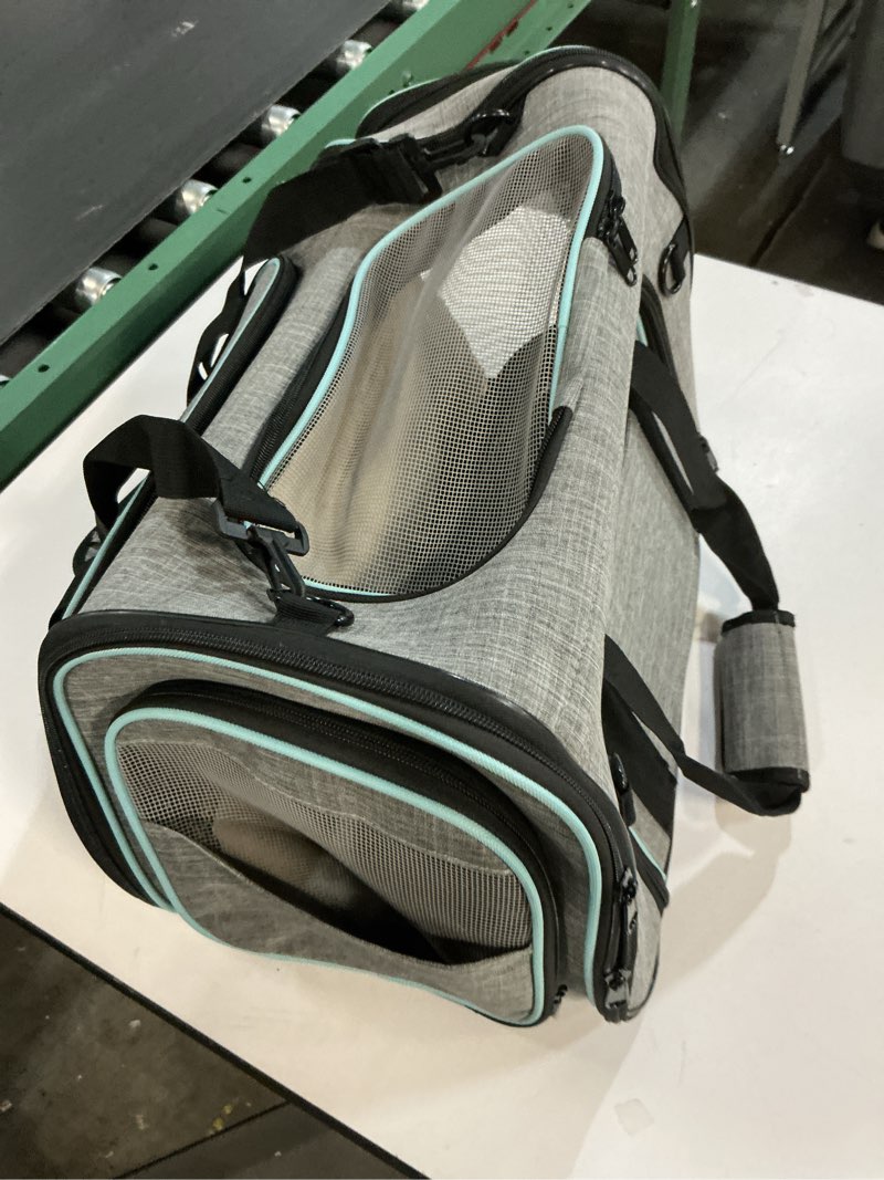 Condition photo showing As Is for Airline Approved Pet Carrier, Large Soft Sided Pet Travel TSA Carrier 4 Sides Expandable Cat Collapsible Carriers with Removable Fleece Pad and Pockets for Cats Dogs and Small Animals