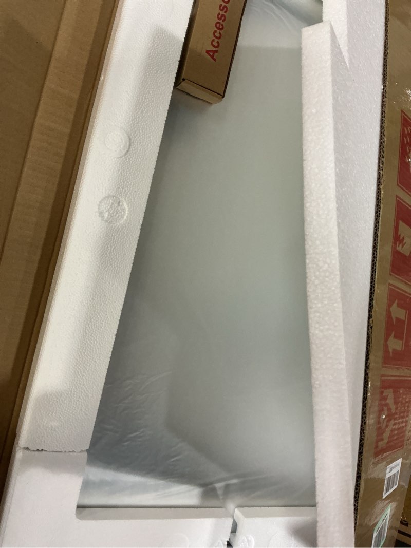 Condition photo showing New/Like New for LOAAO 20X30 Inch Brushed Nickel Bathroom Mirror, Rounded Rectangle Silver Metal Frame Mirror, Brushed Nickel, Anti-Rust, Shatter Proof, Hangs Horizontally or Vertically Brushed Nickel 20"L x 30"W