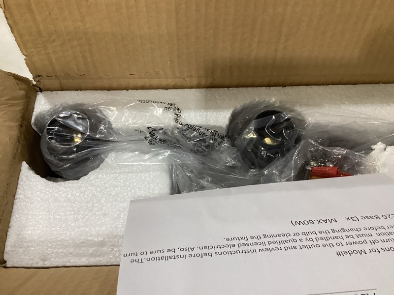 Condition photo showing New/Like New for The Door Bull Modern Bathroom Vanity Light, Milky White Glass Shades, Wall Sconce for Bedroom & Living Room, E26 Socket, Over Mirror Lighting Fixture (Matte Black, 3 Lights) Matte Black 3 Lights