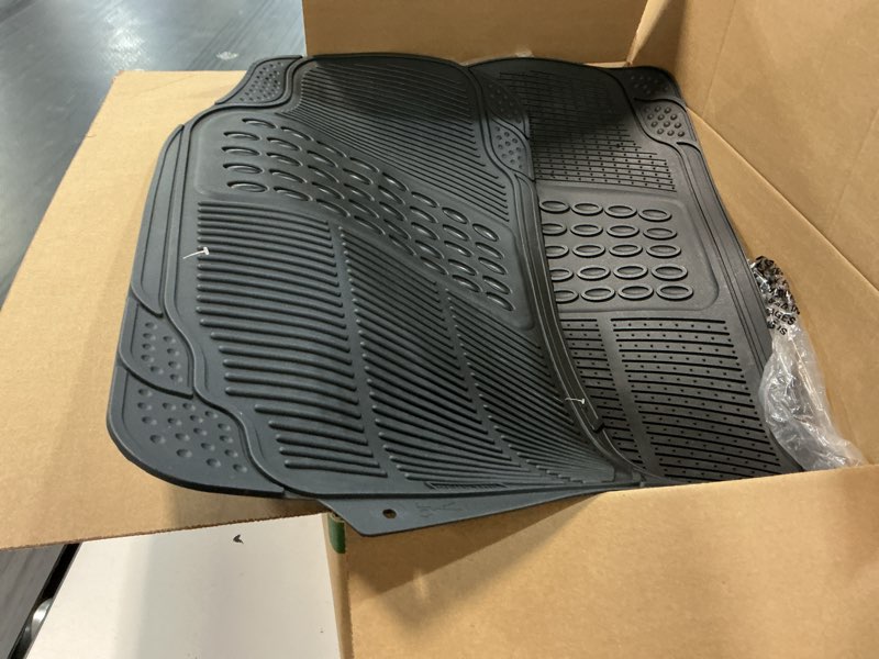 Condition photo showing As Is for (2 pieces only) floor mats custom fit for subaru ascent 2019-2025 2026 7/8 passenger all weather protection tpe automotive floor liners 1st& 2nd& 3rd row full set accessories-black 1) for ascent 2019-2026