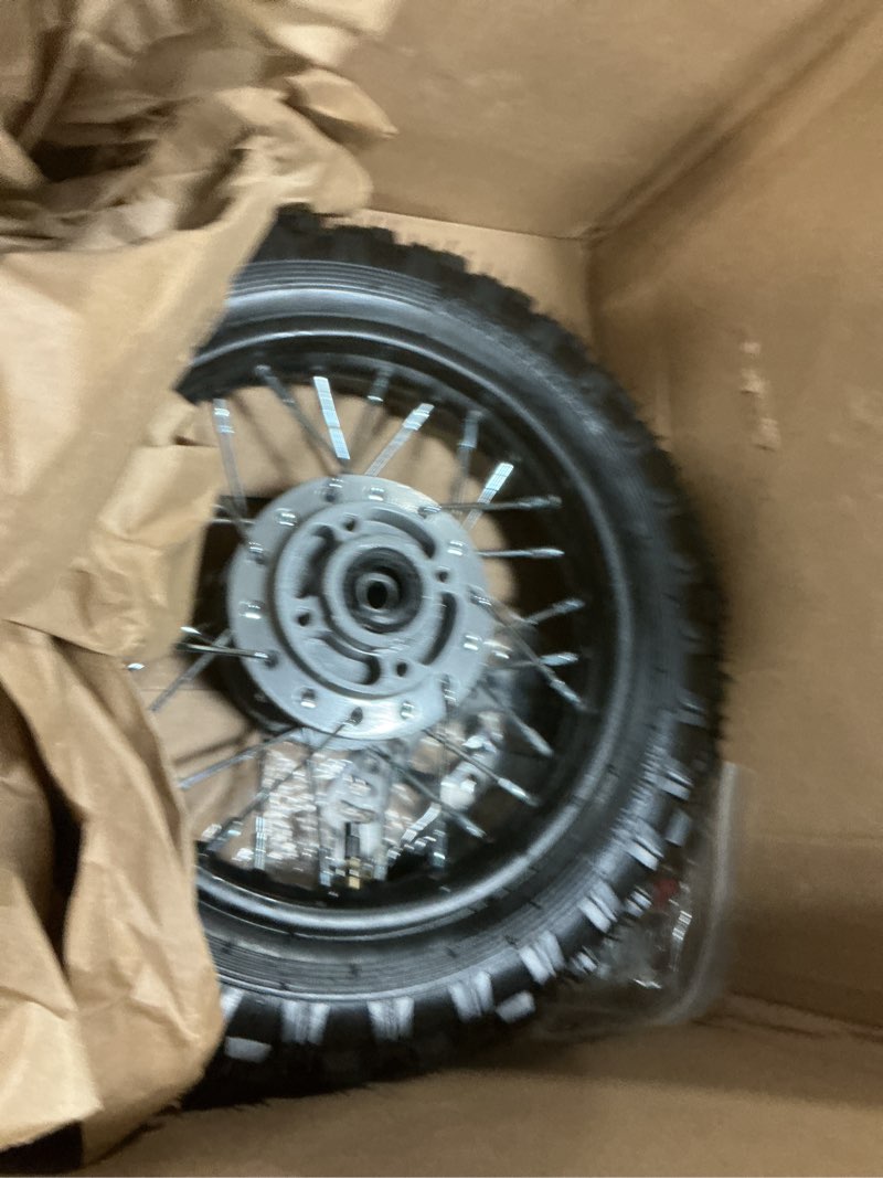 Condition photo showing Good Condition for 10 inch 2.5-10 front wheel tire with 1.4 x 10 rim and disc brake rotor with 12mm bearing for 50cc 70cc 90cc 110cc dirt pit bike crf50 drz70 pw50 bbr50 ttr50 drz50 ssr (front wheel tyre)