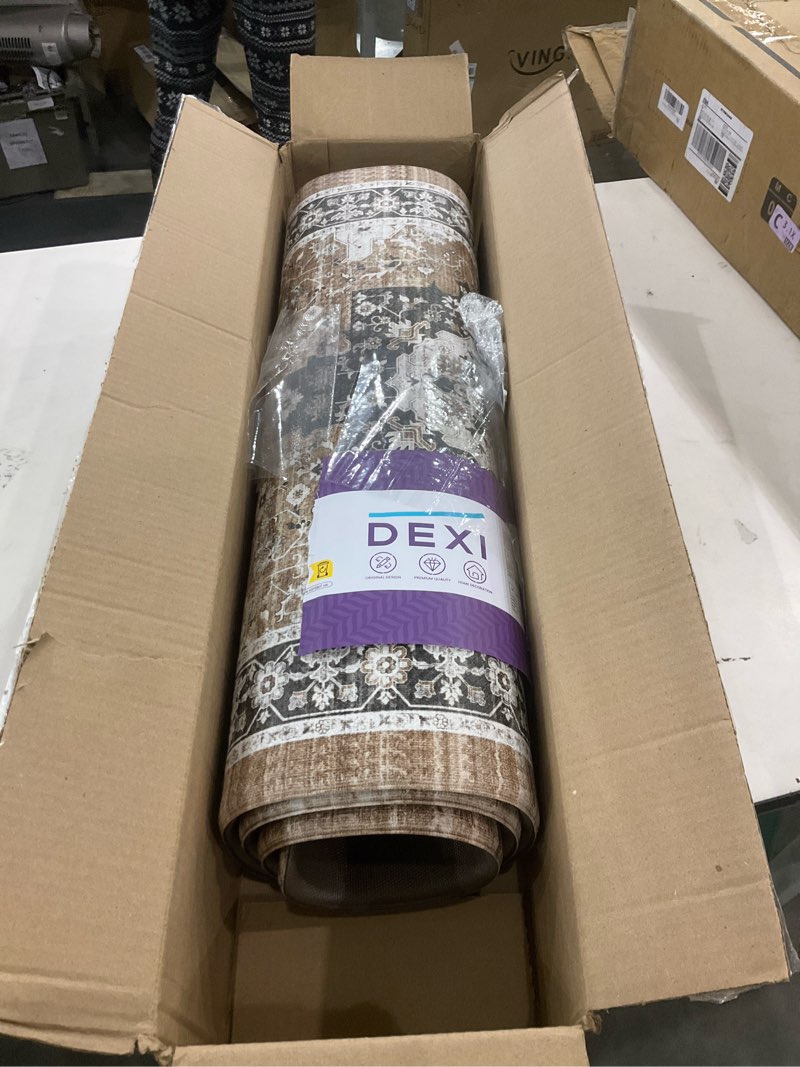 Condition photo showing Good Condition for DEXI Kitchen Floor Mats Cushioned Anti Fatigue, 23x59 Long Wide Standing Comfort Runner Rug, Waterproof Retro Floral Memory Foam Padded for Front Sink Laundry, Brown/White 59"L x 23"W x 0.4"Th Brown/White