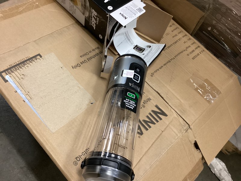 Condition photo showing As Is for Ninja BC151BK Blast Portable Blender, Cordless, 18oz. Vessel, Personal Blender-for Shakes & Smoothies, BPA Free, Leakproof-Lid & Sip Spout, USB-C Rechargeable, Dishwasher Safe Parts, Black