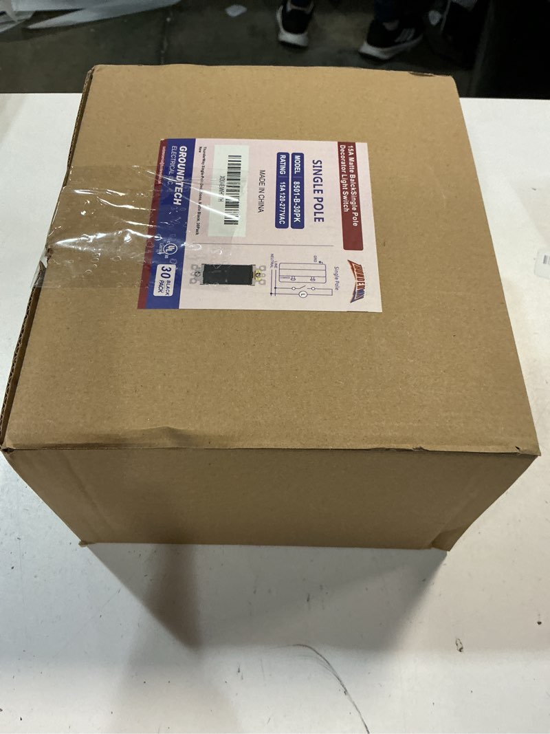 Condition photo showing New/Like New for ThunderWay Matte Black Single Pole Decorator Wall Light Switch, Decorative Paddle Rocker Switch Replacement, 15A 120/277V, UL Listed for Residential Grade Applications, 30Pack Single Pole Matte Black 30