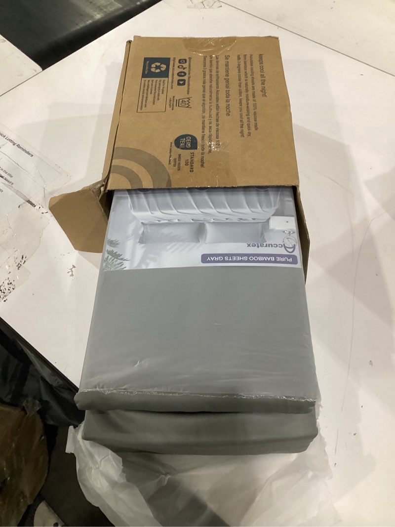 Condition photo showing Good Condition for accuratex cooling sheets for hot sleepers, king size, grey | viscose made from bamboo, 4 pcs silky soft sheet set, breathable cool for night sweats, up to 16 inches deep pockect grey king