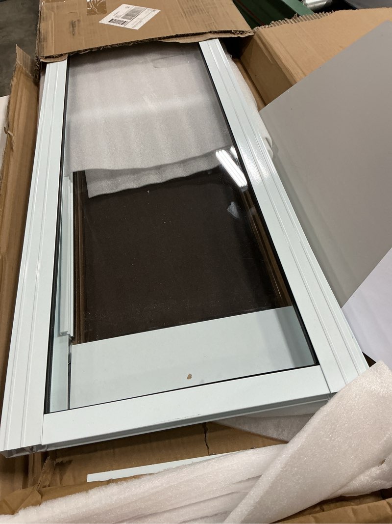 Condition photo showing Good Condition for dog door for sliding glass door, adjustable height 75 3/5" to 80", aluminum frame sliding door dog door insert, suitable for large dogs up to 75 lbs(large,white) white large