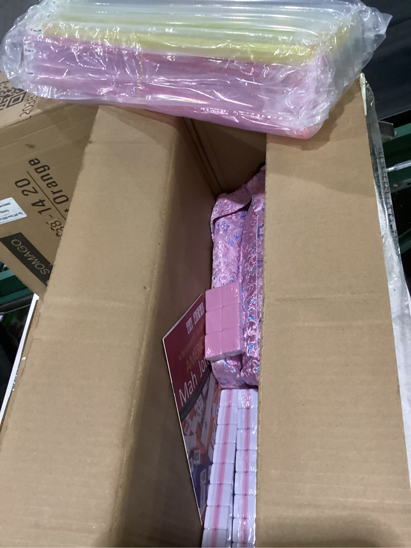 Condition photo showing New/Like New for American Mahjong Game Set, 166 Pink Tiles, Pink Bag and Entire Accessories, 4 All-in-One Rack/Pushers, Mahjong Tiles Set