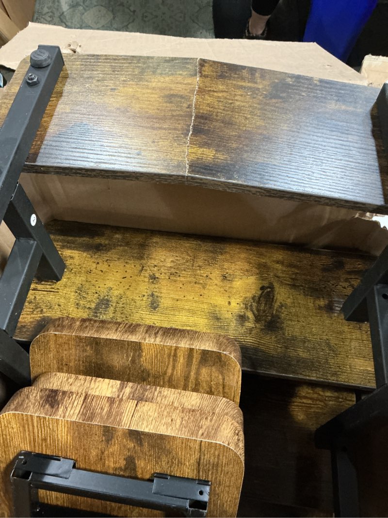 Condition photo showing As Is for ibuyke 4 tier cupcake stand,wooden risers display stands,tiered display stand for food,dessert table display for party,afternoon tea, family gatherings,rustic brown utlj018h 4 tier-brown
