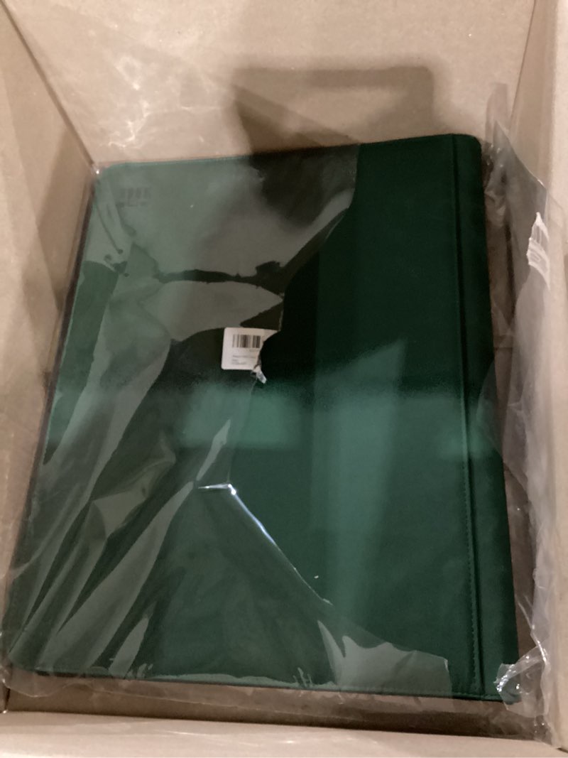 Condition photo showing Good Condition for 16 pocket top loader binder, holds 640 top loaders, top loader binder with sleeves for 3'' x 4'' top loaders - green 16-pocket green
