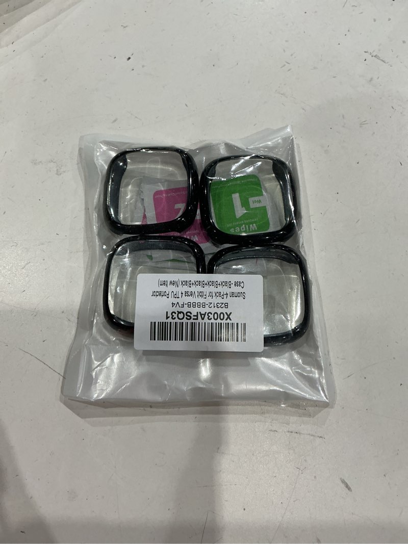 Condition photo showing Good Condition for suoman [4-pack] for fitbit sense 2 /versa 4 screen protector case, full around electroplate soft tpu bumper around protective case cover for fitbit sense 2/versa 4 smartwatch(black+black+black+black)