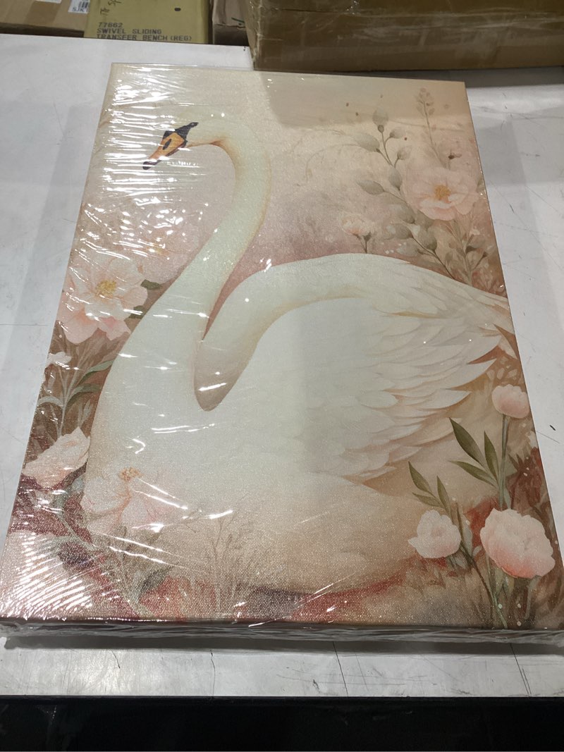 Condition photo showing New/Like New for 3pcs nursery swan canvas wall art girl kid animal wall decor pictures pink swan flowers posters prints for living room bedroom girls room decoration prepare to hang girl swan 16x24in-canvas