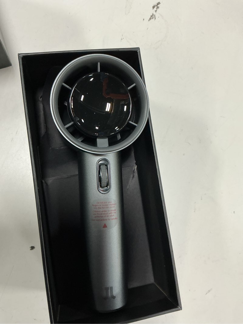 Condition photo showing Good Condition for jisulife handheld fan pro series - high speed airflow: 1-100 speed scroll wheel, metal body, digital display, 1.5h fast charge, 5000mah-portable fan for travel outdoor, gifts for women men(grey) metal exterior grey
