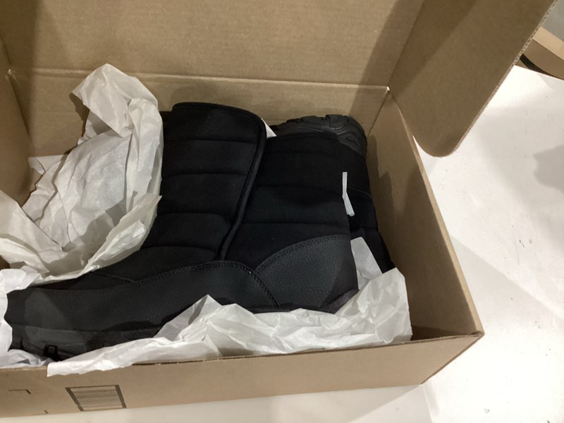 Condition photo showing New/Like New for lands' end expedition insulated winter boots for men, lace up or slip on waterproof mens snow boots, medium or wide width men's shoes size 8 to 13, black, brown, green or grey 10.5 black