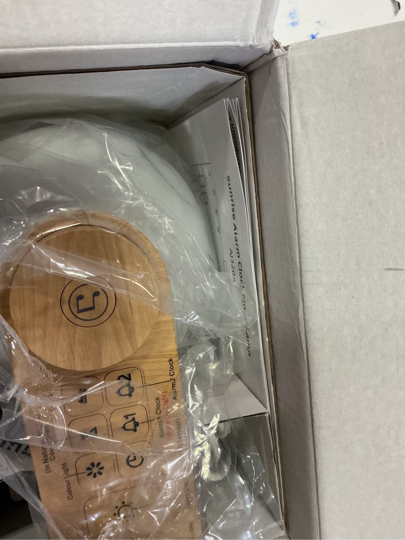 Condition photo showing Good Condition for Sunrise Alarm Clocks for Heavy Sleepers,Night Lamp Clocks for Bedrooms with Moon Light,10 Light Effects,30/60/90 Timer,10 Sleep Nature Sounds,15 Ringtones,12 Volume Control with Snooze Function New Woodgrain