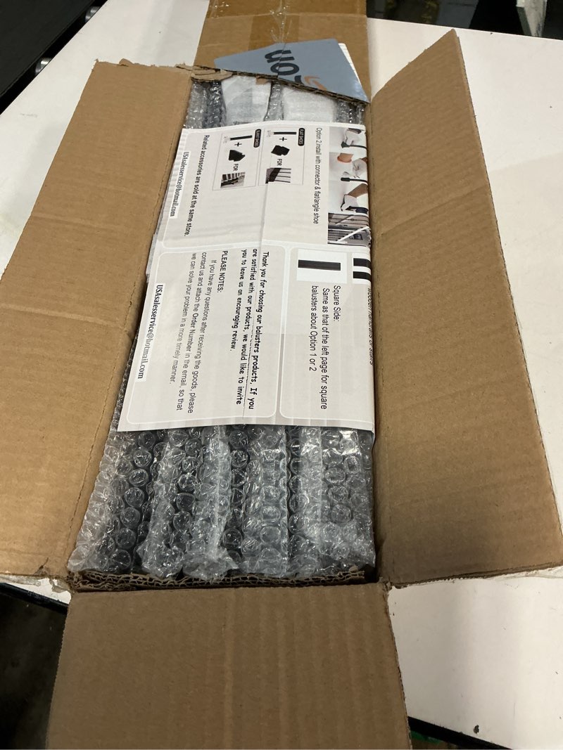 Condition photo showing New/Like New for 10 Pack Iron Balusters Hollow Double Knuckle Stair Spindles Hollow Single Knuckle Iron Spindles 1/2" Square Metal Balusters with 20 Swivel Shoes Double Knuckle 10