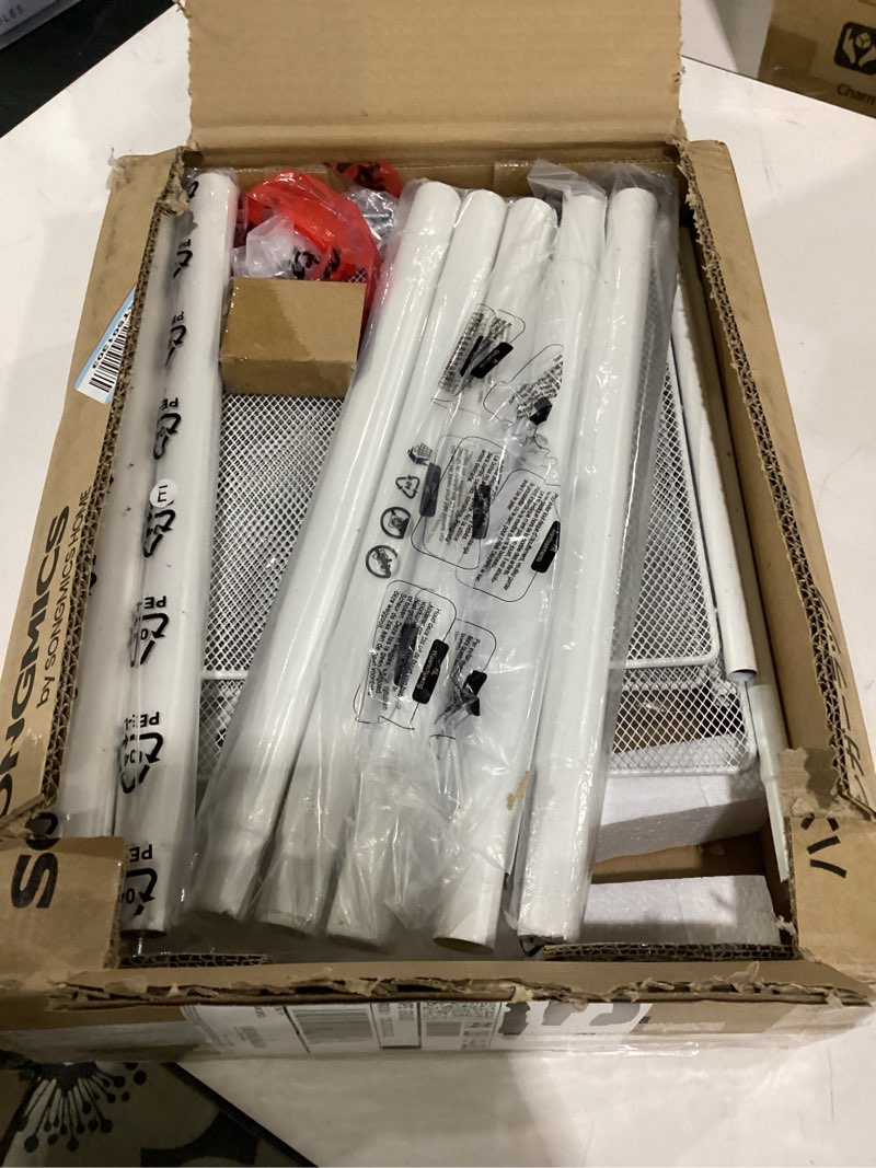 Condition photo showing Good Condition for songmics clothes rack with wheels, clothing rack for hanging clothes, 25.4 mm metal garment rack with dense mesh storage shelf, 110 lb load capacity, 2 brakes, cloud white uhsr025w01 white single rod