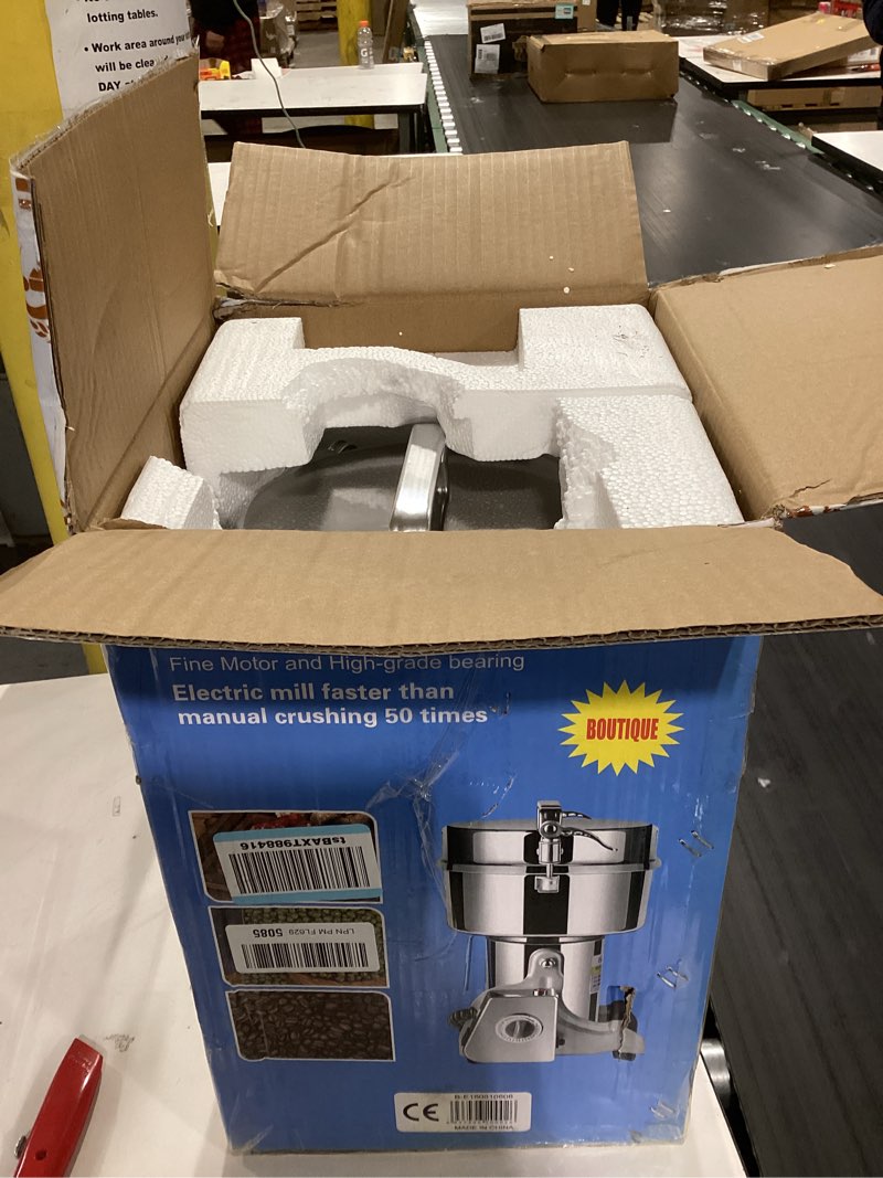 Condition photo showing Good Condition for grain mill grinder 2000g high speed food grain mill stainless steel seeds flour nut pill wheat corn herbs spices & seasonings dry grinder electric machine grinder for kitchen 2000g swing type