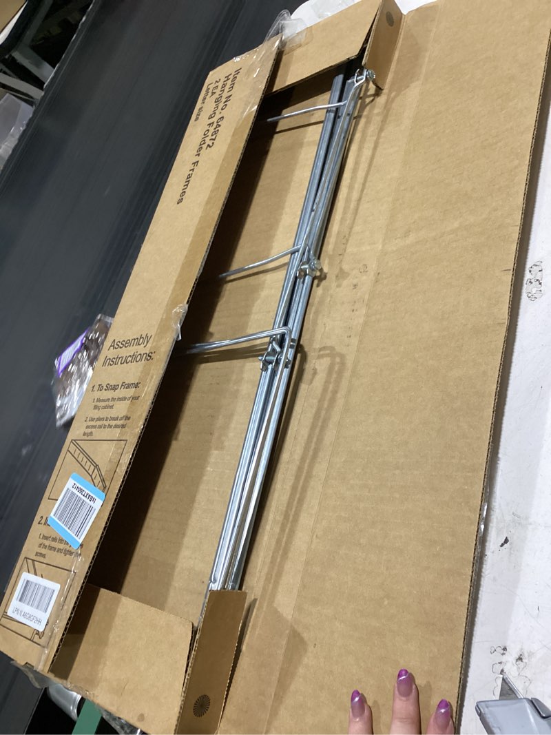 Condition photo showing New/Like New for smead frames, hanging file, heavy duty steel letter size, adjustable 23"-27" rails, 2-pack gray, converts drawers to hanging folder storage, for office home classroom organization