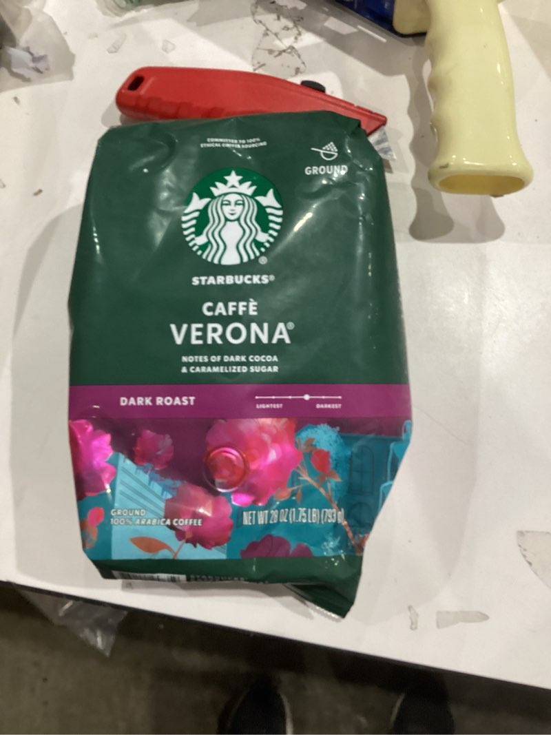 Condition photo showing New/Like New for Starbucks Ground Coffee, Dark Roast Hot or Iced Coffee, Caffè Verona, 28 oz Caffè Verona 28 Ounce (Pack of 1)