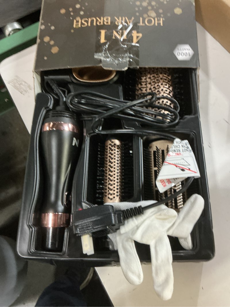 Condition photo showing Good Condition for hair dryer brush blow dryer brush in one hot air brush for drying and straightening, volumizer multi-styler smooth curls for all hair types, frizz-free blowout brush for salon quality black&yellow