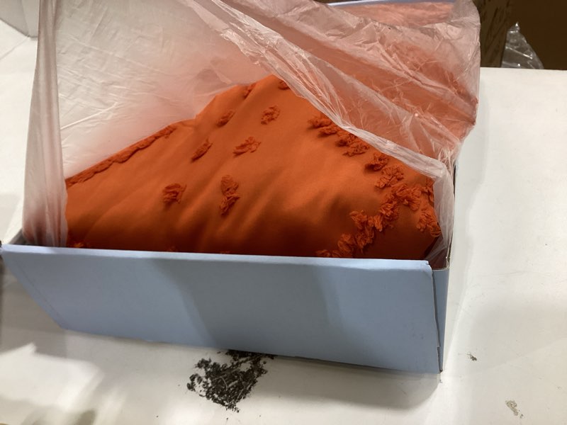 vacvelt 5pcs boho duvet cover queen size, burnt orange tufted duvet cover with zipper & ties, no com