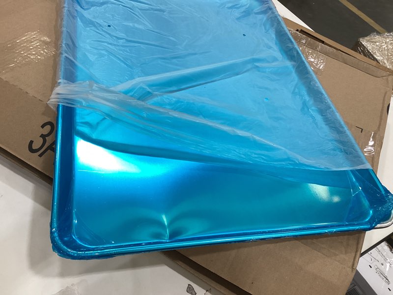 Condition photo showing New/Like New for Chef Approved 26" Wide Aluminum Sheet Pan | Professional Full Size Heavy Weight Baking Bun with Rectangular Shape for Restaurant Kitchen Cafeteria Pantry | Closed Bead, 26"W x 18"D x 1.13"H, 16-Gauge