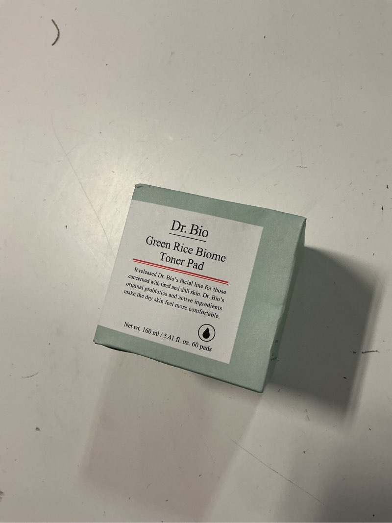 Condition photo showing New/Like New for Exp 2027 Green Rice Biome Toner Pad (5.54oz/60 Pads) with Probiotic, Exfoliating, Remove Blackheads & Whiteheads, Radiant Skin, Dual-Sided Pad for Sensitive Skin, Fragrance-Free, Vegan Korean Skincare