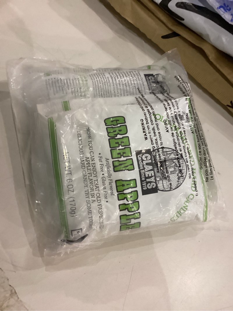 Condition photo showing item condition for claeys candies green apple
