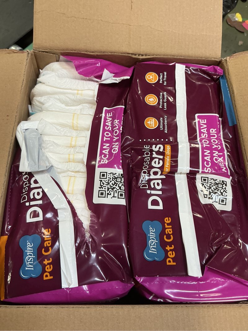 Condition photo showing Good Condition for Inspire Pet Care Dog Diapers Female Dogs | Bulk Value Doggie Incontinence, Accidents, for Heat, Pee or Period and Housebreaking (Large (60 Count))