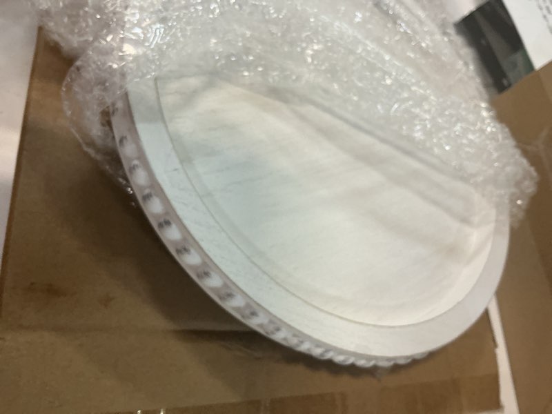 Condition photo showing New/Like New for hpc decor 12in round wood tray - white, distressed, farmhouse rustic - decorative tray for living room, coffee table, kitchen table or farmhouse serving tray 12inch round white