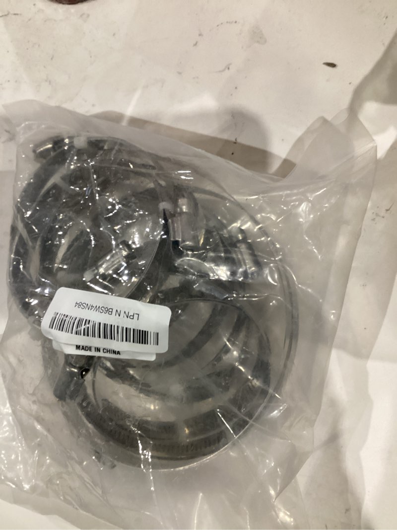 Condition photo showing As Is for large hose clamps, 10 pack 10 inch stainless steel hose clamps adjustable from 9-1/4"-10"/235-254mm, metal worm gear duct clamp for radiator, dryer vent hose, fuel line, automotive 10"-10pcs