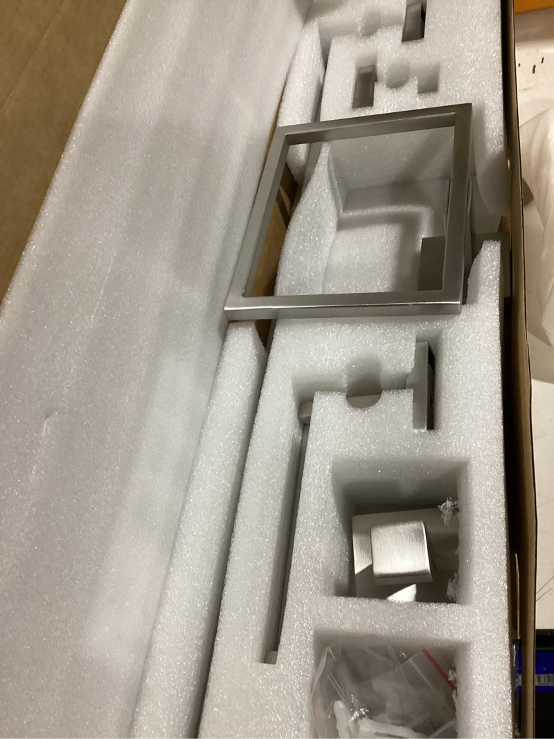 Condition photo showing Good Condition for tnoms bathroom towel bar set 5 pieces brushed nickel square modern bathroom hardware set,stainless steel wall mounted 23.6-inch