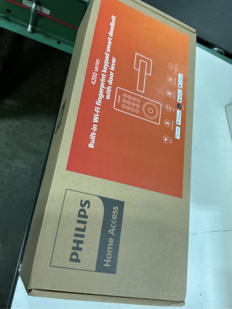 Condition photo showing New/Like New for philips wifi keypad door lock with handle, built-in wifi, app remote control, voice & fingerprint unlock, smart locks for front door with auto lock, digital front door lock set, keyless entry deadbolt matte black