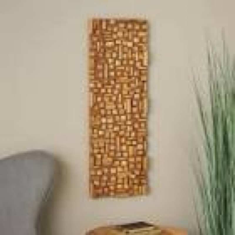 DVOA4444.113588632A Mango Wood Handmade 3D Cube Inspired Panel Geometric natural 36 x 12
