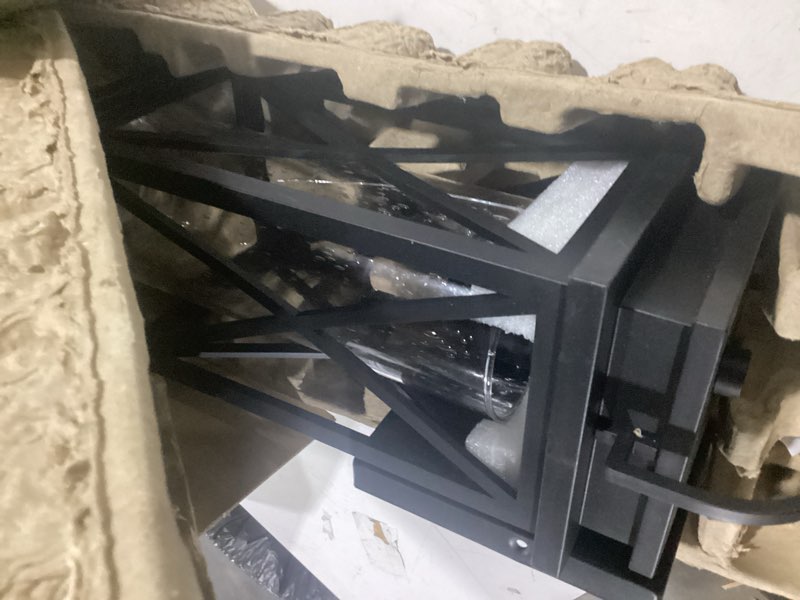 Condition photo showing As Is for quoizel saint elias 1-light 14.25-in h matte black outdoor wall light