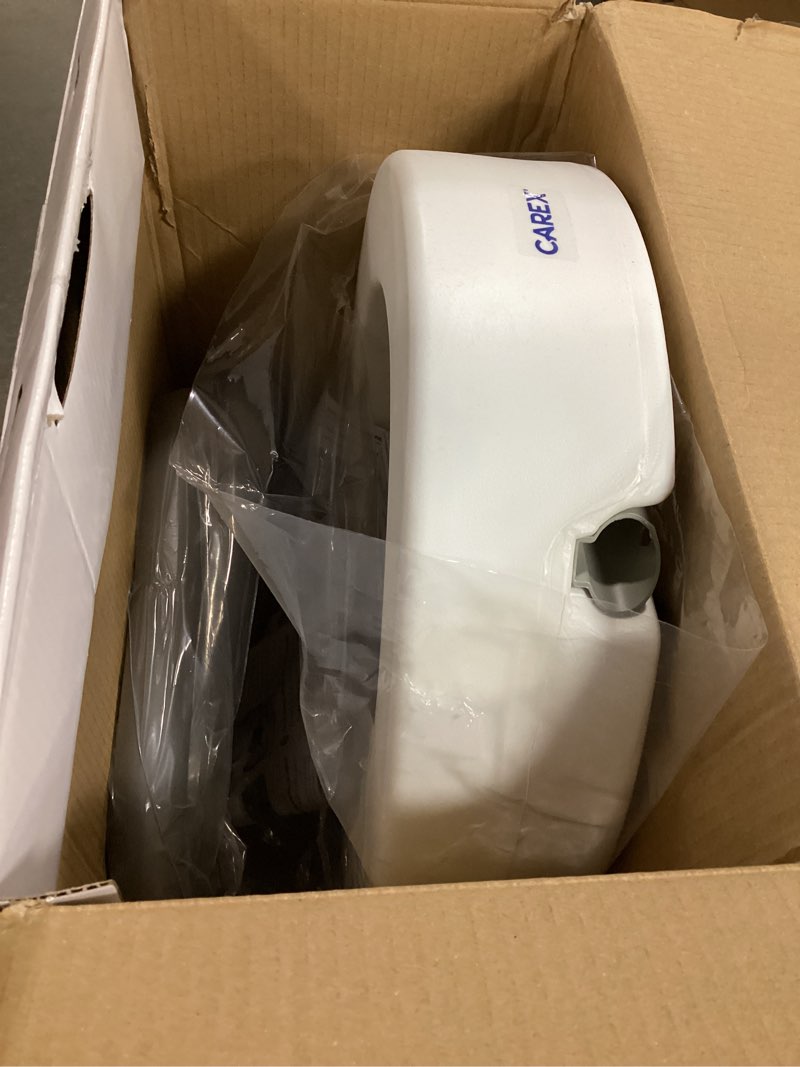 Condition photo showing Good Condition for carex 3.5 inch raised toilet seat with arms, round toilet seat riser, 300 lbs capacity, elevating and raising seat for elderly and handicap, universal, slip-resistant with padded handles, white