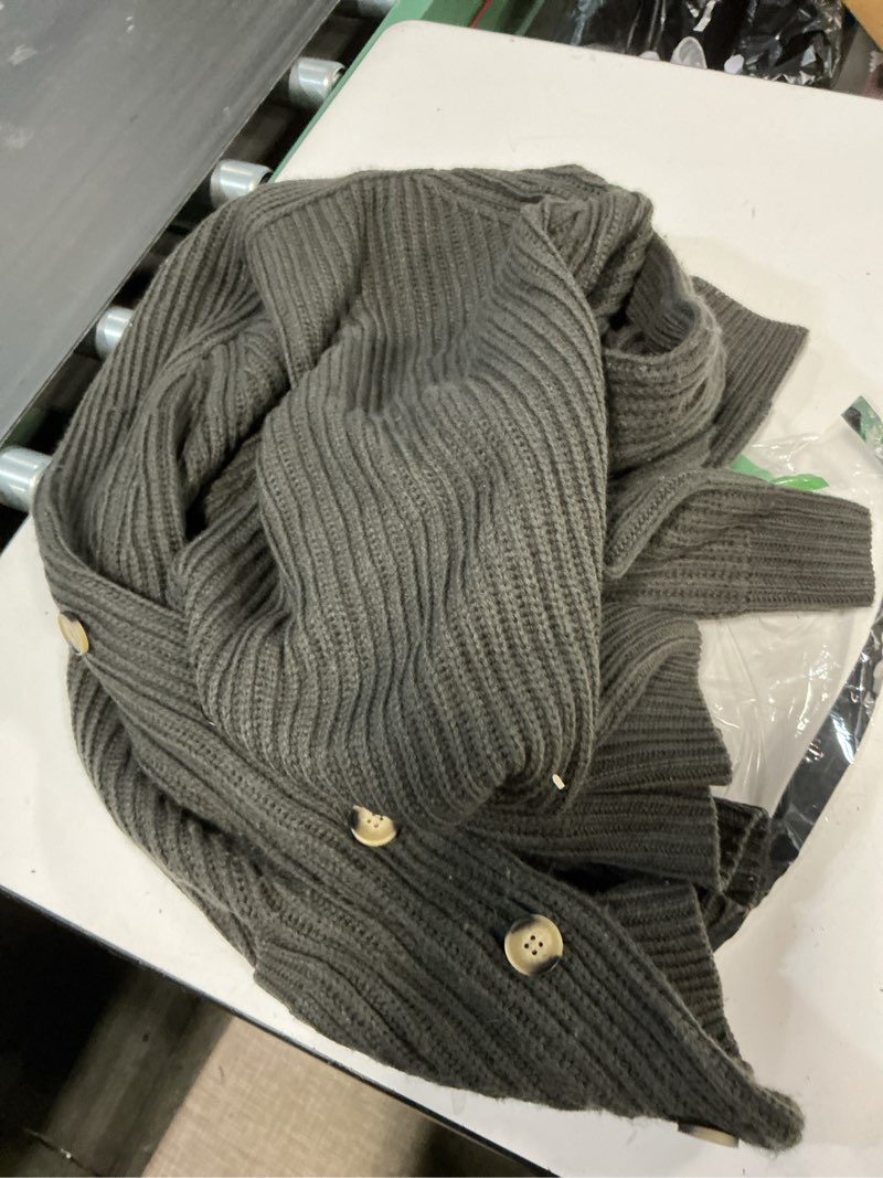 Condition photo showing As Is for Runcati Mens Shawl Collar Cardigan Sweaters Button Down Open Front Knitwear Cable Knitted Ribbed Jackets Outwear Large Dark Grey