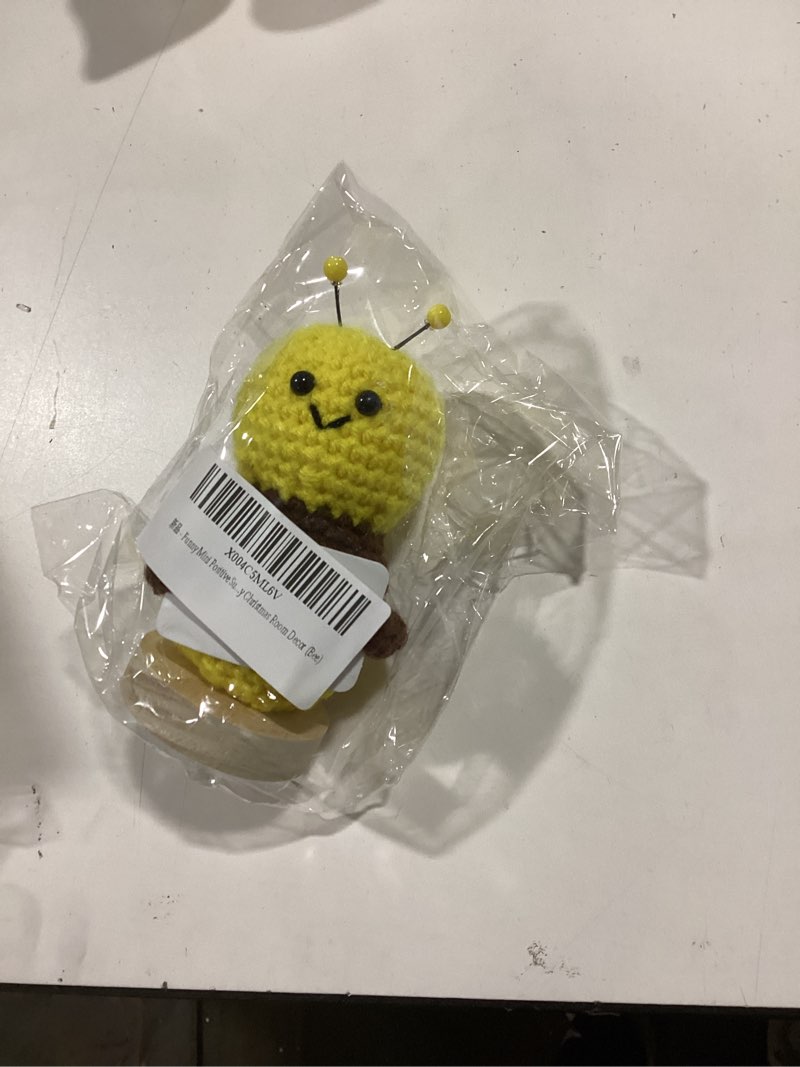 Condition photo showing As Is for Funny Mini Positive Sunflower Cute Crochet Doll with Positive Card, Handmade Knitted Cactus Toy Decoration Encouragement Support Gifts for Women Birthday Christmas Room Decor (Duck)