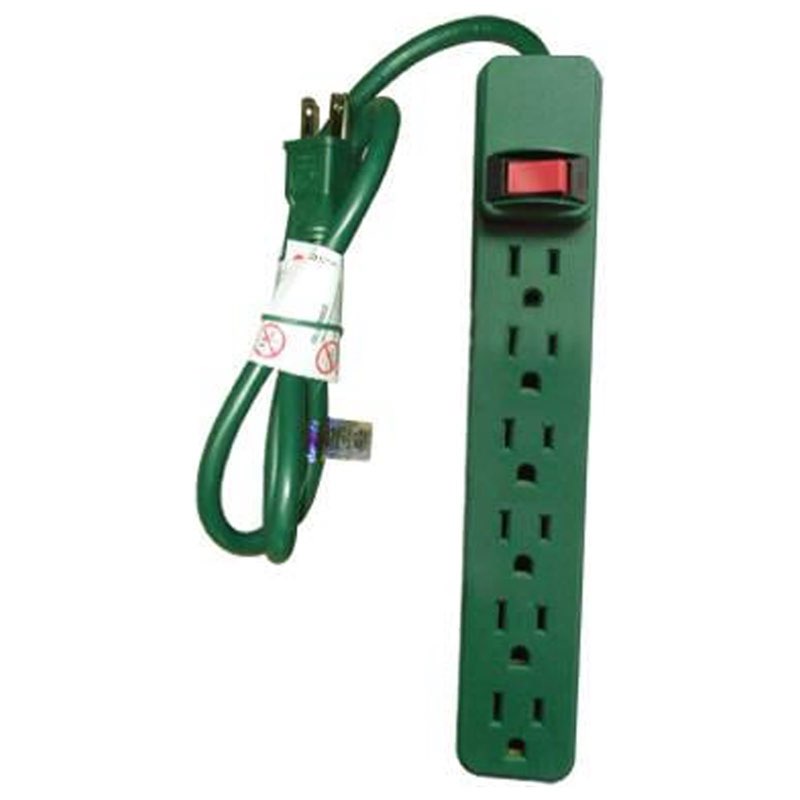 Master Electrician PS-669G 6-Outlet Power Strip, Green - Quantity 12