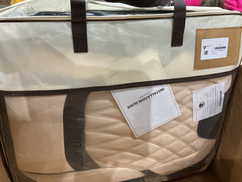 Condition photo showing New/Like New for freesoo black beige car seat covers full set - faux nappa leather seat covers for cars, luxury breathable waterproof front seats with lumbar support and back seat cover, fit for sedans suvs pick-ups