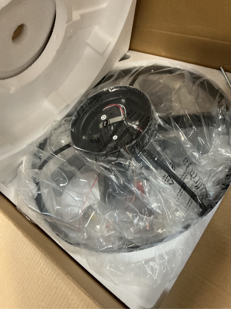 Condition photo showing Good Condition for VOLISUN Low Profile Ceiling Fans with Light and Remote,19.7in Fandelier Ceiling Fan with Lights, 3000K-6500K Dimmable Flush Mount LED Fan Light, Black Bladeless Ceiling Fans with Lights for Bedroom Black 19.7 INCH