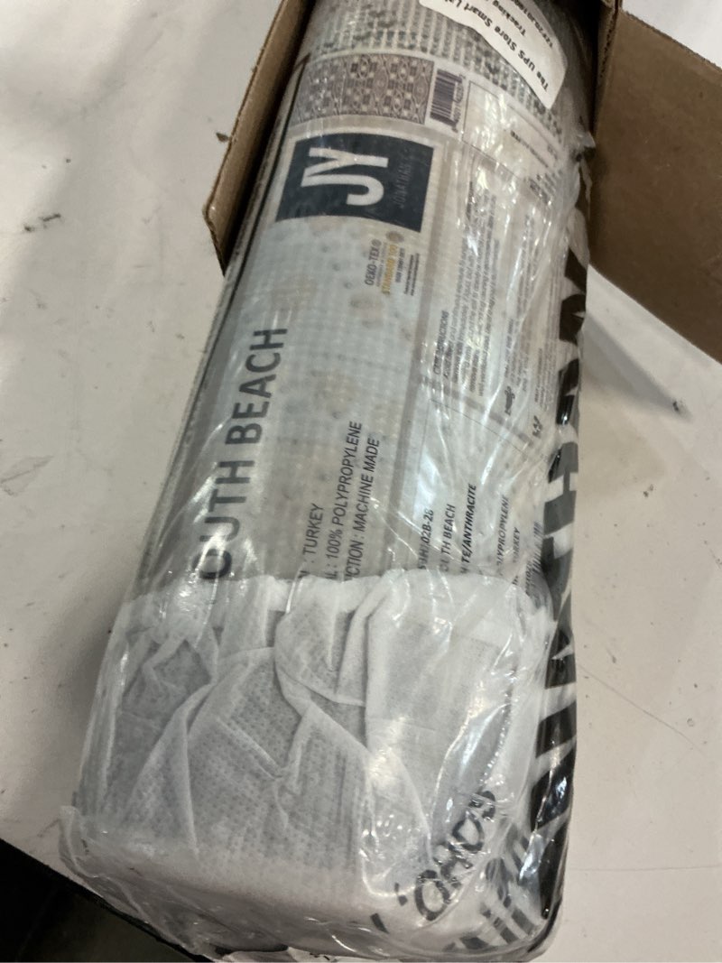 Condition photo showing New/Like New for jonathan y mediterranean tile indoor outdoor runner rug 2x8 white/black, citta high-low pile for backyard, patio, porch, easy-cleaning, high traffic, pet-friendly, non-shedding (sbh102b-28) white/black 2' x 8' (runner)