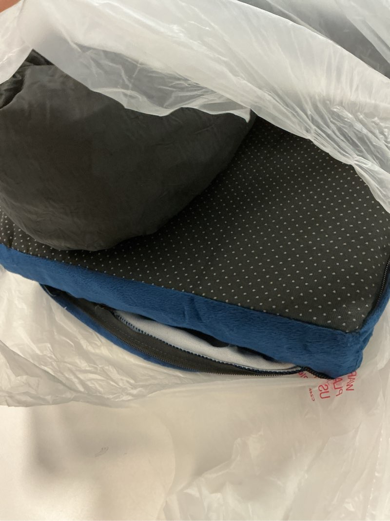 Condition photo showing Good Condition for Comfort Expression Orthopedic Dog Bed for Small Dogs 20x14 Inch, Waterproof Supportive Egg Crate Foam Small Pet Bed with Removable Bolsters, Dog Couch with Washable Cover & Non-Slip Bottom, Navy Blue 20.0"L x 14.0"W x 6.0"Th Navy Blue