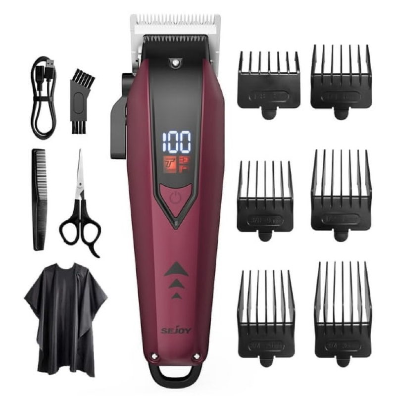 sejoy cordless hair clippers for men - professional grooming trimmer with rechargeable battery and led display,red 5 stars out of 5 reviews (5.0)| 5