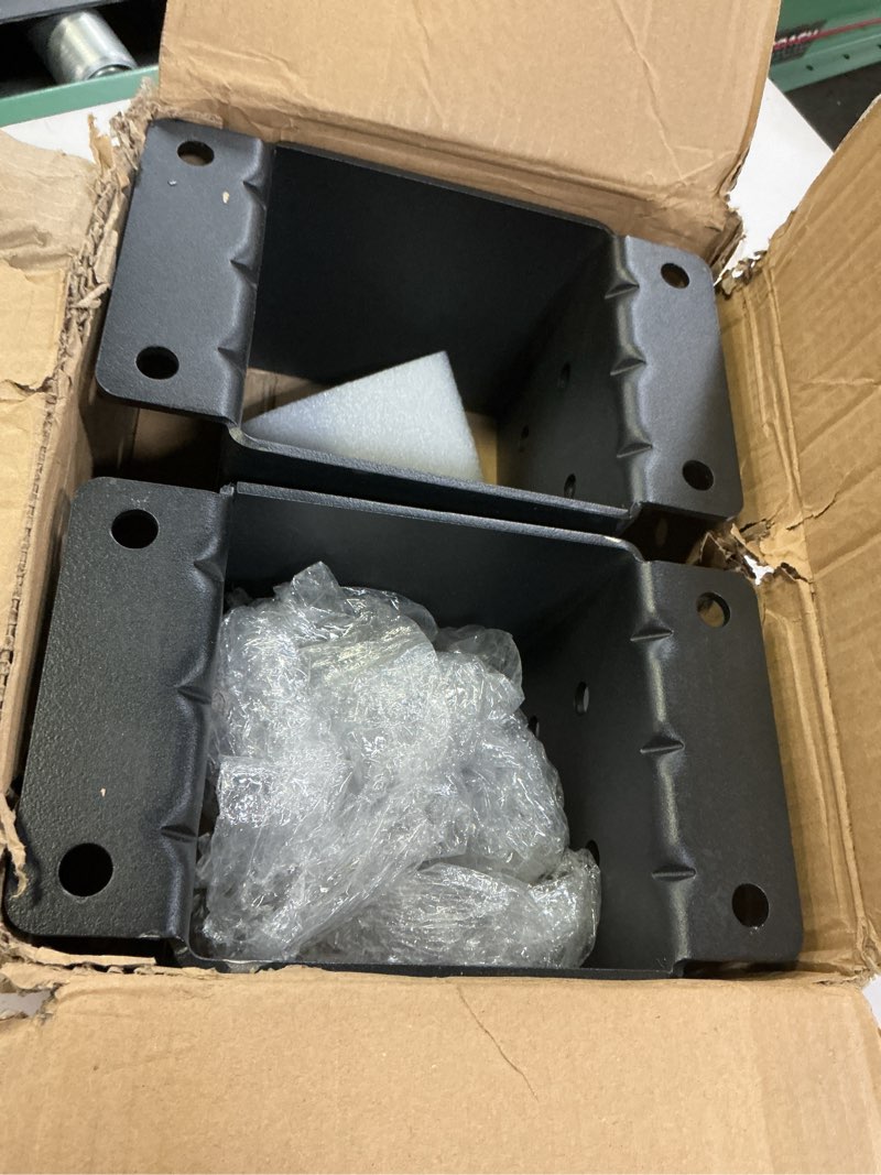 Condition photo showing Good Condition for 2pcs 6x6 post base heavy duty (inner size 5.5x5.5), super thick steel post brackets for deck, pergola, fence, mailbox, gazebos 6x6 - 2pcs